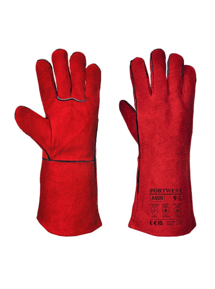 Welders 210 Split Leather Red Gauntlet, M, R, Red