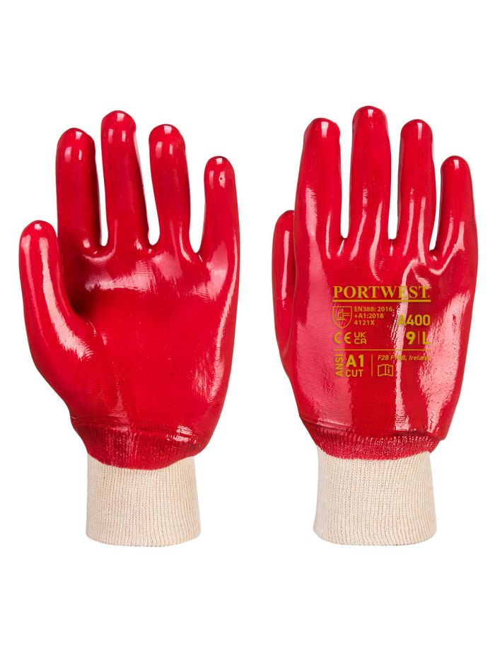 Grip PVC Knitwrist, L, R, Red