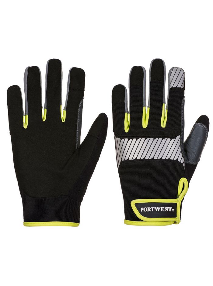 PW3 Mechanic 80 Reflective Utility Glove, L, Y, Black/Yellow