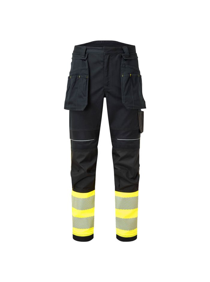 PW3 Modaflame Work Hi-Vis Class 1 FR Holster Trousers, 28, R, Yellow/Black