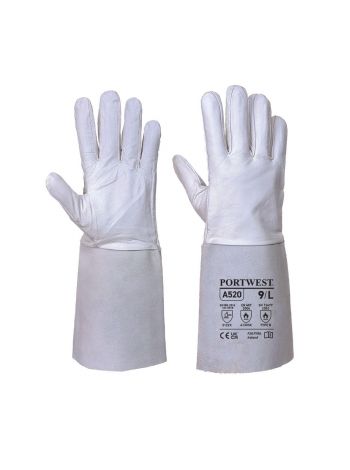 TIG Welders 85 Grain Leather Gauntlet , L, R, Grey