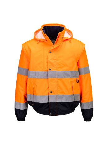 Hi-Vis 2-in-1 Contrast Bomber Jacket , 4XL, R, Orange