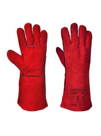 Welders 210 Split Leather Red Gauntlet, M, R, Red