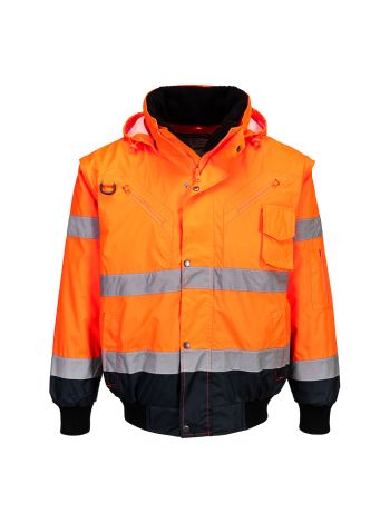 Hi-Vis 3-in-1 Contrast Bomber Jacket , 4XL, R, Orange/Navy