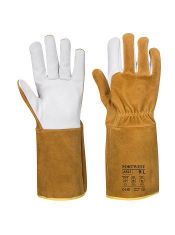 TIG Welders 220 Grain Leather Gauntlet , L, R, Brown