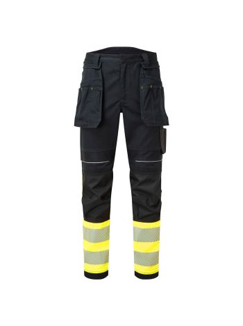 PW3 Modaflame Work Hi-Vis Class 1 FR Holster Trousers, 28, R, Yellow/Black
